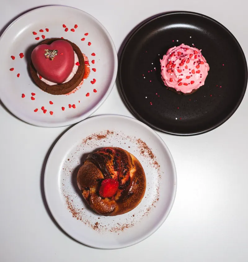 Tres postres vistos desde arriba