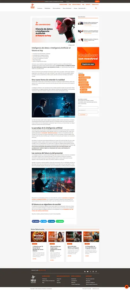 Nota del blog institucional de IEU