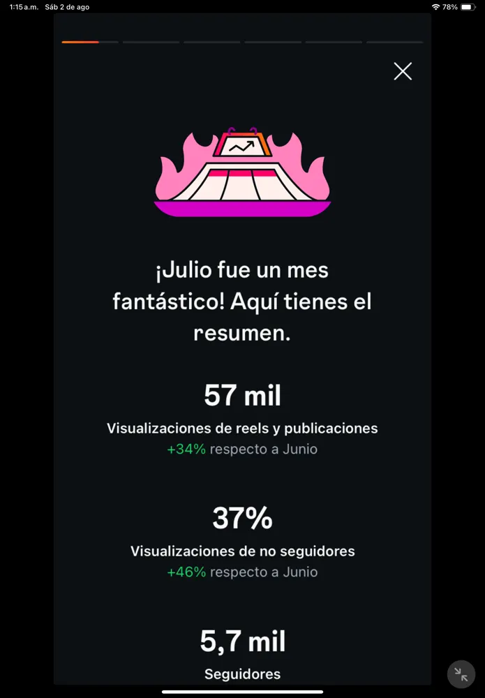Resumen de julio en Instagram: 57 mil visualizaciones